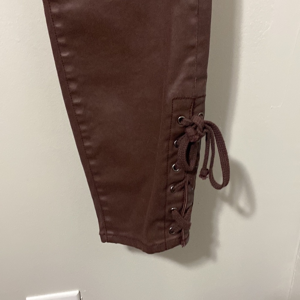 Pilcro &The Letterpress Jeans Womens 28‎ Brown Lace Up Wax Ankle Anthropologie - Picture 4 of 8